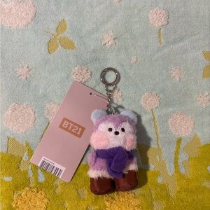 BT21 Mang Plush Keychain - Pastel Purple & Pink